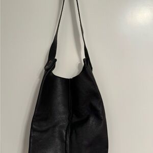 black leather small tote bag